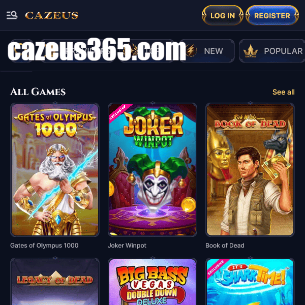 Cazeus Casino - All Games Grid