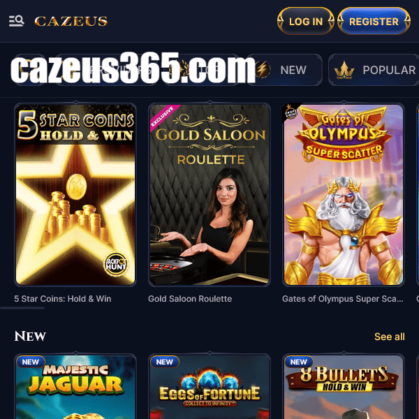 Cazeus Casino - New Games Section
